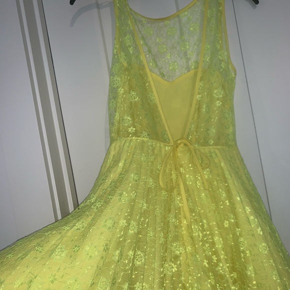 Bright Yellow FIT AND FLARE DRESS UK - Picture 2 of 8